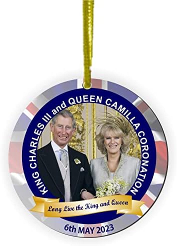 Sam Sandor-Kral III. Charles ve Kraliçe Camilla'nın Taç Giyme Töreninin Anısına - Yuvarlak Masonit Düz Süsleme, ingiliz Kralı