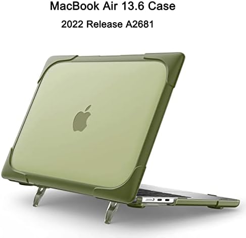 MacBook Air 13.6 inç Kılıf için Tuiklol 2022 A2681, Katlanır Ayaklı Ağır Hizmet Tipi Sert Kılıflar, Klavye Kapaklı Koruyucu