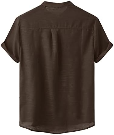 Yaz Erkek Plaj Gömlek erkek Rahat Gömlek Yaz Düz Gömlek Kısa Kollu Tek Göğüslü Standı Düğme Aşağı