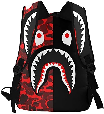 Ujxoıhl Köpekbalığı Camo Kırmızı Camo Sırt Çantaları Seyahat Laptop Sırt Çantası Okul gençler için çanta Erkek Kadın