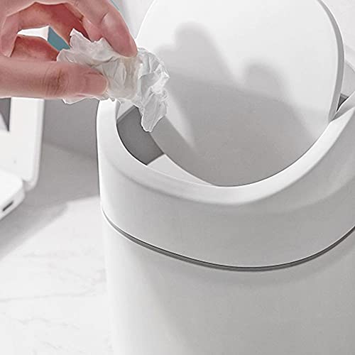 ZUKEELJT çöp tenekesi Plastik Mini çöp tenekesi kapaklı çöp Kovası Banyo Vanity, Masaüstü, Masa Üstü veya Sehpa (Beyaz) (Boyut: