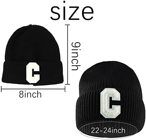 Knchy 2 Paket Rahat Yün Bere Şapka Şönil Mektup, Kış Sıcak Örme Kaflı Kap Yumuşak Kalın Rahat Şapka Erkekler Kadınlar için