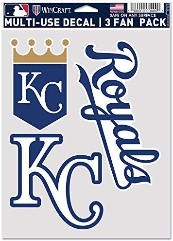 WinCraft MLB Kansas City Royals Çıkartması Çok Kullanımlı Fan 3 Paket, Takım Renkleri, Bir Boyut