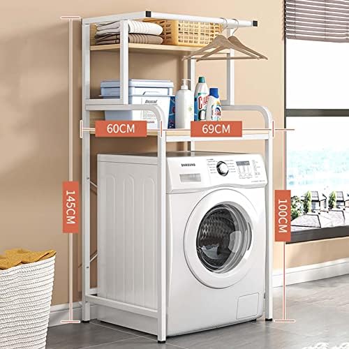 BKGDO Çamaşır Makinesi Saklama Çerçeveleri Tuvalet Üstü Ayaklı, Karbon Çelik Çamaşır Makinesi Rafı, Zemin Balkonu, Tambur