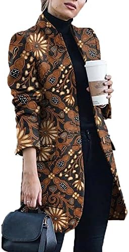 FOVİGUO Artı Boyutu Kadın Kışlık Mont, Moda Ceket Bayan Uzun Kollu Yürüyüş Kış Açık Paisley Hırka Tüvit