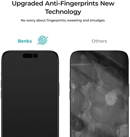 BENKS iPhone 14 Pro Max Ekran Koruyucu Mat Finish ile 0 Toz Kolay Kurulum Aracı, [2 Paket] Anti-Parmak İzi ve Parlama Önleyici,