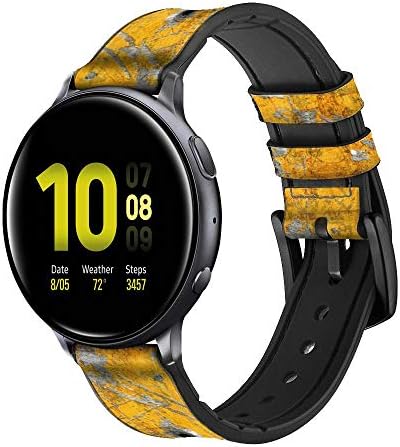 CA0814 Mermi Paslanma Sarı Metal deri ve silikon akıllı saat bandı kayışı Samsung Galaxy Watch Watch3, dişli S3 Modelleri