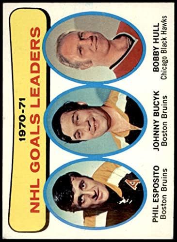 1971 Topps 1 Gol Liderleri Phil Esposito / Johnny Bucyk / Bobby Hull Chicago Bruins / Blackhawks (Hokey Kartı) VG / ESKİ
