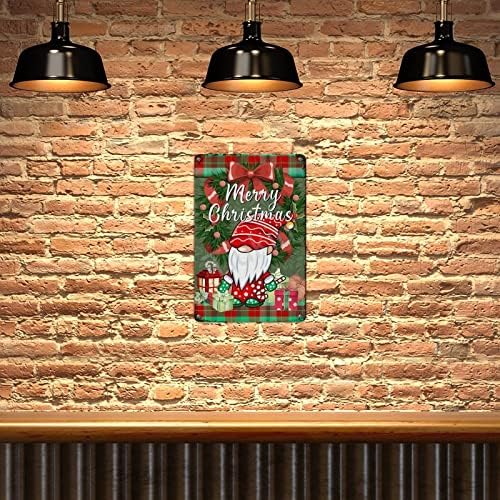 Metal Teneke Duvar Dekor Merry Christmas Cüceler Çelenk Metal İşareti Ev Dekor için Ön Kapı Mutfak Odası Veranda Garaj Banyo