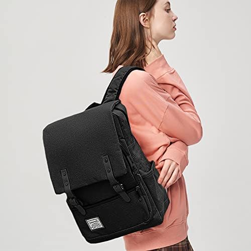FEWOFJ 15.6 inç Laptop Sırt Çantası Koleji Okul Sırt Çantaları Kadın Erkek İş İş Okul Seyahat için (Siyah)