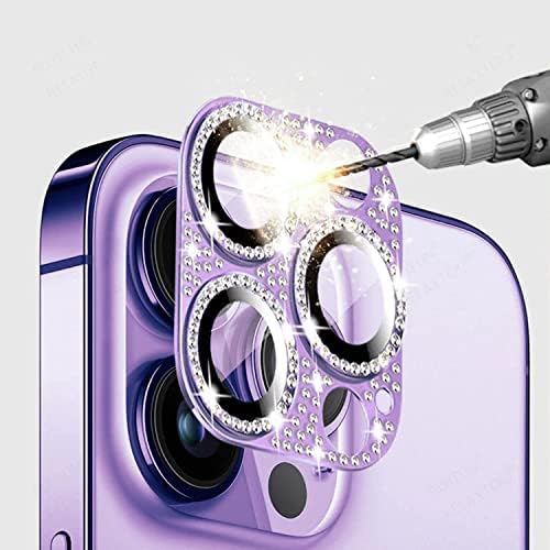 HJSZUS 2 ADET iPhone 14 Pro Max ve iPhone 14 Pro Raer Kamera Lensi için Uyumlu Metal Elmas Koruyucu Kapak, Glitter Bling