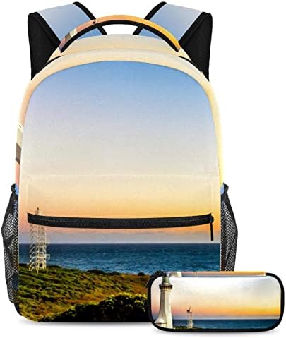 TBOUOBT seyahat sırt çantası Seti Hafif Dizüstü Rahat Sırt Çantası Kadın Erkek, Peyzaj Deniz Feneri Deniz Okyanus Günbatımı