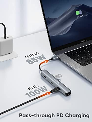 USB C Hub Multiport Adaptörü, CableCreation 6-in-1 USB-C Hub Paketi ile USB C Şarj Cihazı, PowerLot 68 W 2 Port GaN PD ve