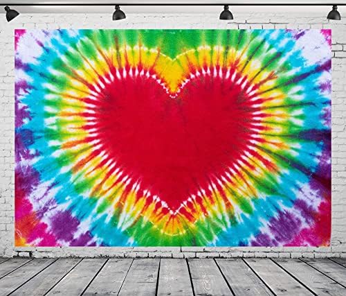 BELECO 9x6ft Kumaş Batik Kalp Zemin Gökkuşağı Kalp Aşk Sevgililer Arka Plan Renkli Batik Tema Doğum Günü Partisi Süslemeleri