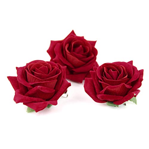 FİOBEE 2.75 Gül saç tokası Çiçek Firkete Gül Broş Çiçek Klipleri Kadın Kız Parti Düğün 3'lü paket