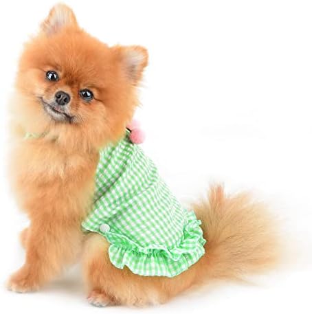 PAİDEFUL Küçük Kız Köpek Elbise Ekose Kiraz Bahar Yaz Sundress Yumuşak Rahat Nefes Köpek Giysileri Kazak Kolsuz Kediler Kostüm