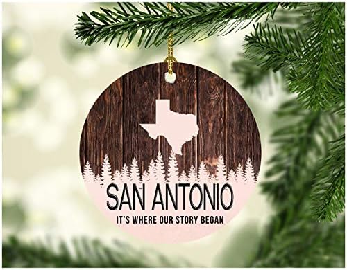 Noel Ağacı Süsü 2022 Şehir Adıyla San Antonio Texas San Antonio TX Hikayemizin Başladığı Yer Burası-Mutlu Noeller Süsü Aile