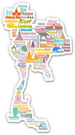 Tayland Haritası ile Citites Seyahat-3 vinil yapışkan-Araba Laptop için Su Şişesi Telefon-Su Geçirmez Çıkartma