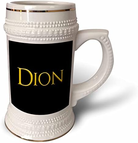 Amerika'da 3dRose Dion popüler erkek bebek adı. Siyah çekicilik üzerine sarı. - 22oz Steın Kupa (stn_353727_1)