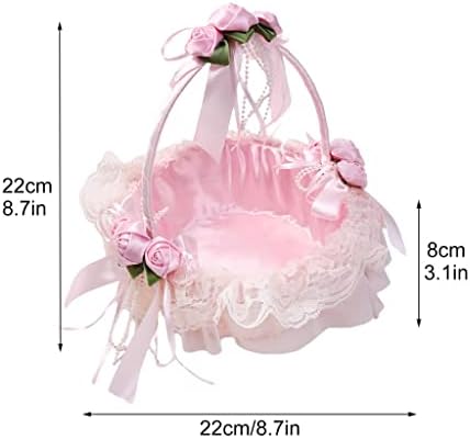 SYFTGMZ El Rattan Dokuma Çiçek Sepeti Kız Nedime Taşınabilir Çiçek Sepetleri Düğün