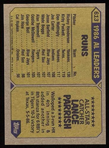 1987 Topps 613 All-Star Lance Parrish Detroit Kaplanları (Beyzbol Kartı) NM / MT Kaplanları