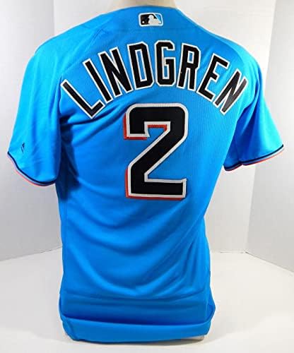 Miami Marlins Jeff Lindgren 2 Oyun Verilmiş Mavi Forma 40 DP22208 - Oyun Kullanılmış MLB Formaları