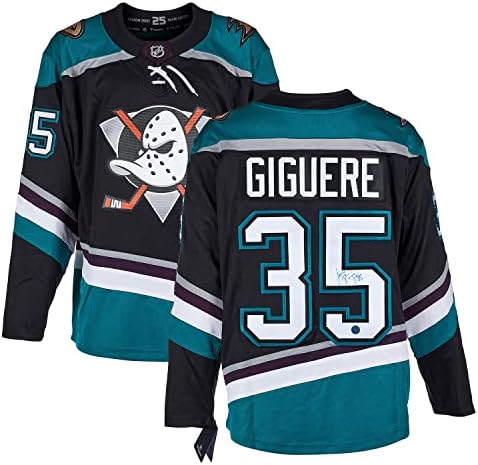 JS Giguere Anaheim Mighty Ducks İmzalı Retro Fanatik Forması - İmzalı NHL Formaları