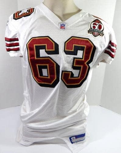 2006 San Francisco 49ers B. Harris 63 Oyun Verilmiş Beyaz Forma 60 S P 48 48-İmzasız NFL Oyunu Kullanılmış Formalar
