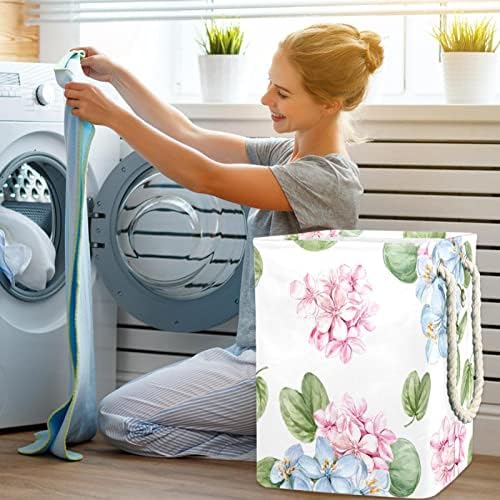 Çamaşır Sepeti Pembe ve Mavi Çiçek Desen Katlanabilir çamaşır sepetleri Firma çamaşır kutusu giysi saklama Organizasyon için
