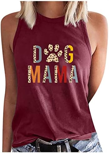 Köpek Anne Üstleri Kadın Yüksek Boyun Kolsuz Gömlek 2023 Yaz Moda Tankı Üstleri Anne Gömlek Temel Tees