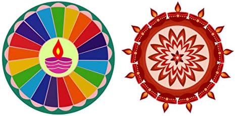 Diwali Özel Renkli Dekoratif Rangoli Sticker Zemin Dekorasyon için Boyutu-30 cm x 30 cm 2 Set Hint Koleksiyon