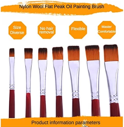 LUKEO İki Renkli Naylon Saç Düz Tepe Yağ Fırçası 12 Adet Fırça Seti Sanat Su Renk Boya Fırçası Okul Malzemeleri
