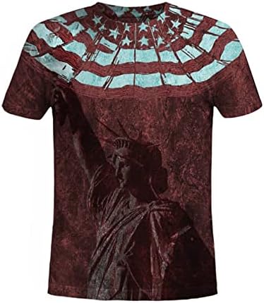 Erkek Uzun Kollu Soğuk Dişli Erkek Grafik Tees Casual Tshirt 3D 4 Temmuz Bayrağı Desen Erkek Balıkçı Yaka Gömlek Uzun