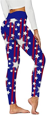 Kadınlar için tayt Amerikan Bayrağı Olmayan See Through Yüksek Waisted Bağımsızlık Günü Spor Dikişsiz Tayt Yoga Pantolon