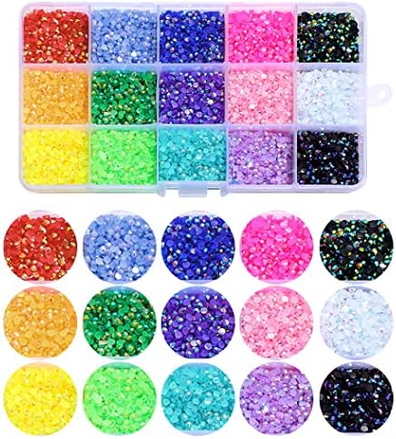 15000 adet / kutu Nail Art Rhinestones, 15 Renkler 3mm Düz Dipli Yuvarlak Tırnak Rhinestones Glitter kristal cevheri Taklidi,