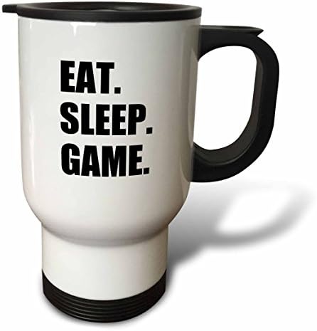 3dRose Eat Sleep Game-Oyuncular için Eğlenceli Hediyeler-Siyah Metin-Video Pro-Gamer Seyahat Kupası, 14 oz, Çok Renkli