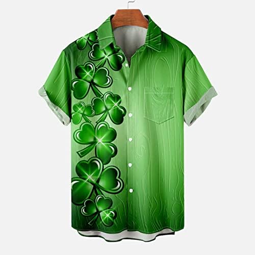 Erkek İrlandalı Üstleri Aziz patrick Günü Gömlek Casual Kısa Kollu Hawaiian Düğme Gömlek Yonca Baskılı T-Shirt