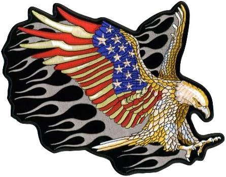 Işlemeli Demir On Patch-Saldırı Kartal ABD Bayrağı Kanatları Biker Yama-Yama Takımı (12x 10)