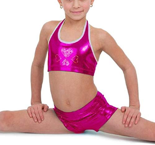 Zaclotre Çocuk Kız Jimnastik Şort Bale Dans Sparkle Kısa Yuvarlanan Atletik Jimnastik Mayoları