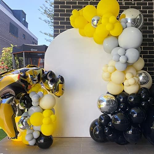 Sarı Siyah ve Metalik Gümüş Balonlar Transformers Doğum Günü Partisi Süslemeleri, Kurtarma Botları Bebek Duş Parti Malzemeleri