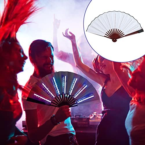 NUOBESTY Hayranları Katlanır El Rave Fan: EDM Müzik Festivali Kulübü Olay Parti Dans Performansı için LED Katlanır El Fanı