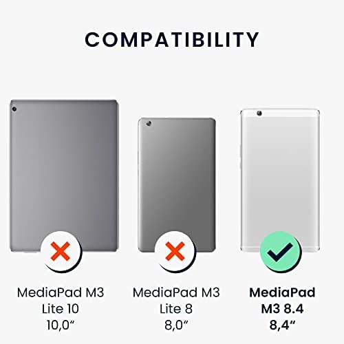 kwmobile Kılıf Huawei MediaPad ile Uyumlu M3 8.4-Kılıf PU Deri ve Tuval Kapak Standı Özelliği ile-Koyu Gri / Siyah
