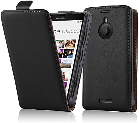 Cadorabo Kılıf Nokia Lumia 1520 ile Uyumlu Havyar Siyah - Flip Tarzı Durumda Pürüzsüz Suni Deriden yapılmış-Cüzdan Etui Kapak