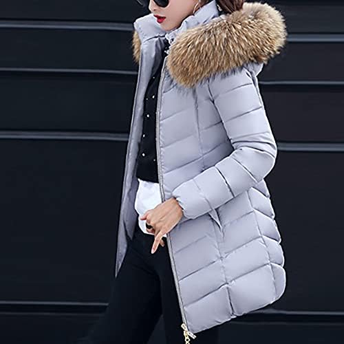 FOVİGUO Artı Boyutu Kışlık Mont Kadınlar İçin, Uzun Kollu Palto Bayanlar Encanto Uzun Parti Güz Zip Up Pamuk Palto