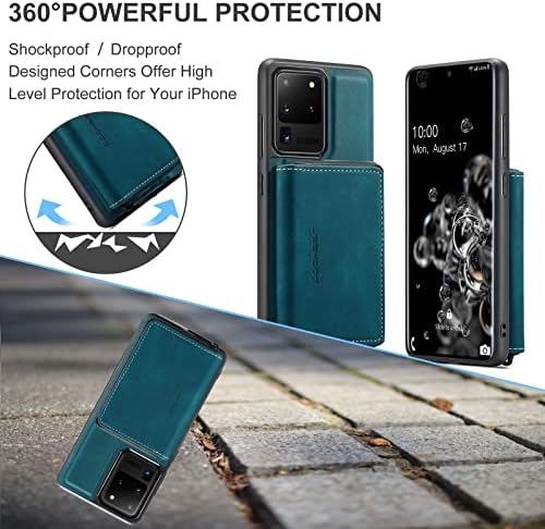 Koruyucu Kılıf 2 in 1 Ayrılabilir Cüzdan Kılıf Samsung Galaxy S20 Artı, Deri İnce Darbeye Dayanıklı Telefon Case Arka, manyetik