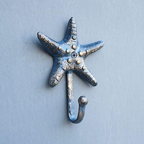 HillSpring Dekoratif Dökme Demir Denizyıldızı Kancası, Vidalı ve Ankrajlı Rustik Metal Havlu Askısı
