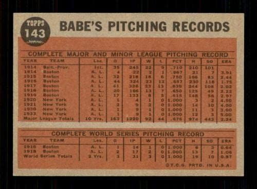 143 Babe Ruth Özel 9 HOF - 1962 Topps Beyzbol Kartları (Yıldız) Dereceli EXMT + - Beyzbol Slabbed İmzalı Vintage Kartlar