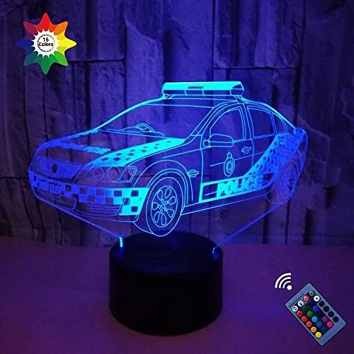 YTDZLTD 3D Polis Araba gece lambası 16 renk değiştirme USB Güç uzaktan Kumanda dokunmatik anahtarı dekor lamba optik Illusion