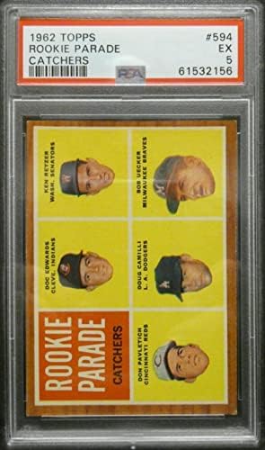 1962 Topps Çaylak Geçit Töreni Yakalayıcıları Bob Uecker 594 PSA 5 ESKİ Güzel Kart - Beyzbol Slabbed Çaylak Kartları