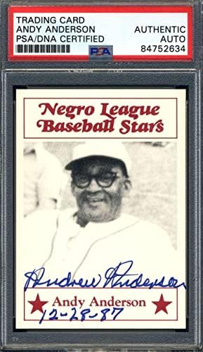 Andy Anderson PSA DNA İmzalı 1986 Fritsch Negro League Yıldızları İmza - Beyzbol Kartları